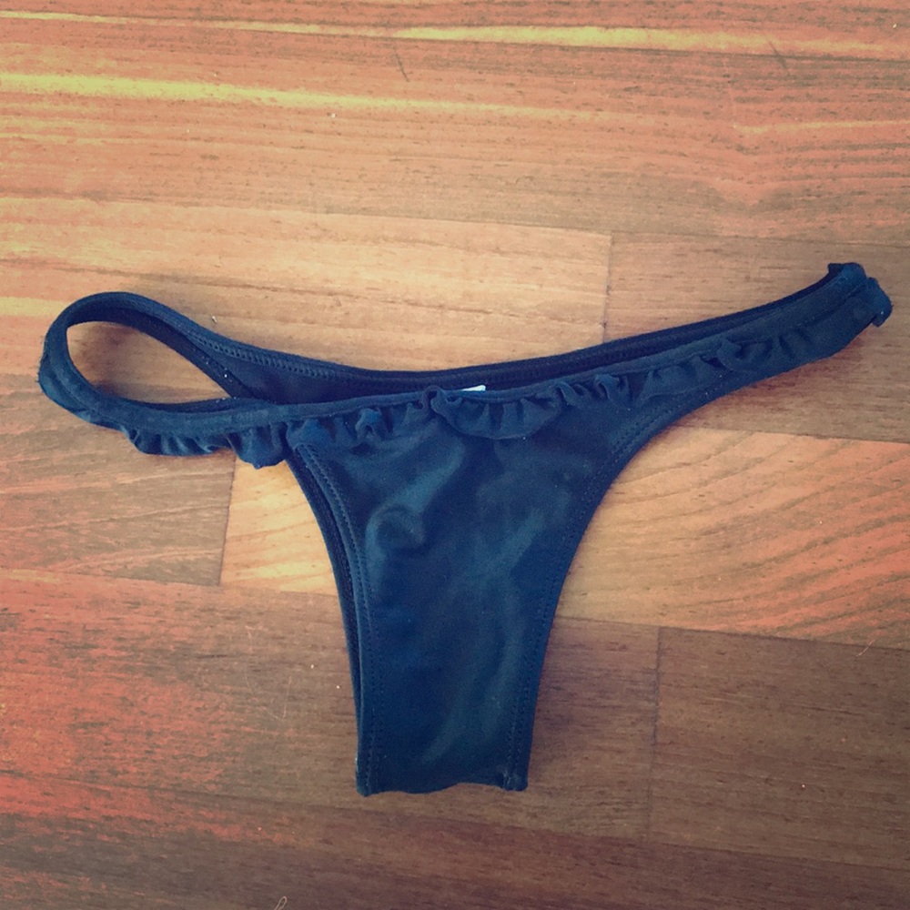 Black bikini bottoms w frills xs Brazilian cut